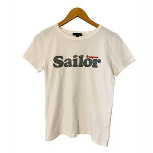 J Crew Boujour Sailor embroidered print tee t shirt white Sz XS
